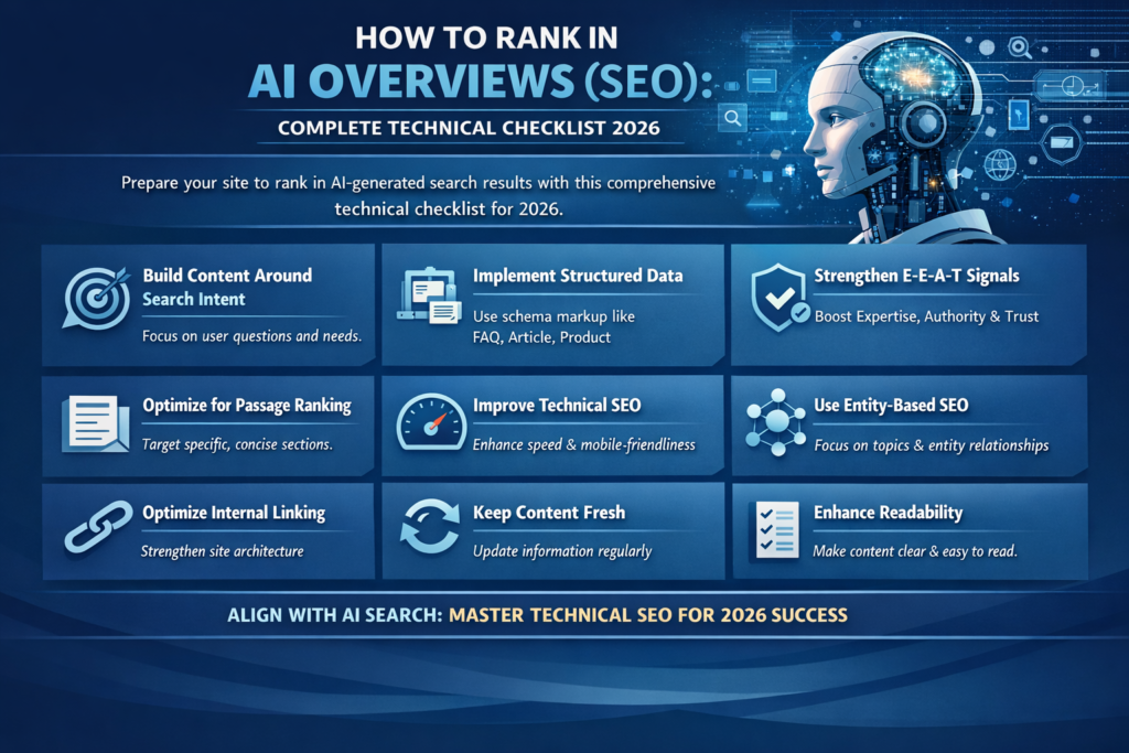 How to Rank in AI Overviews (SEO) Complete Technical Checklist 2026